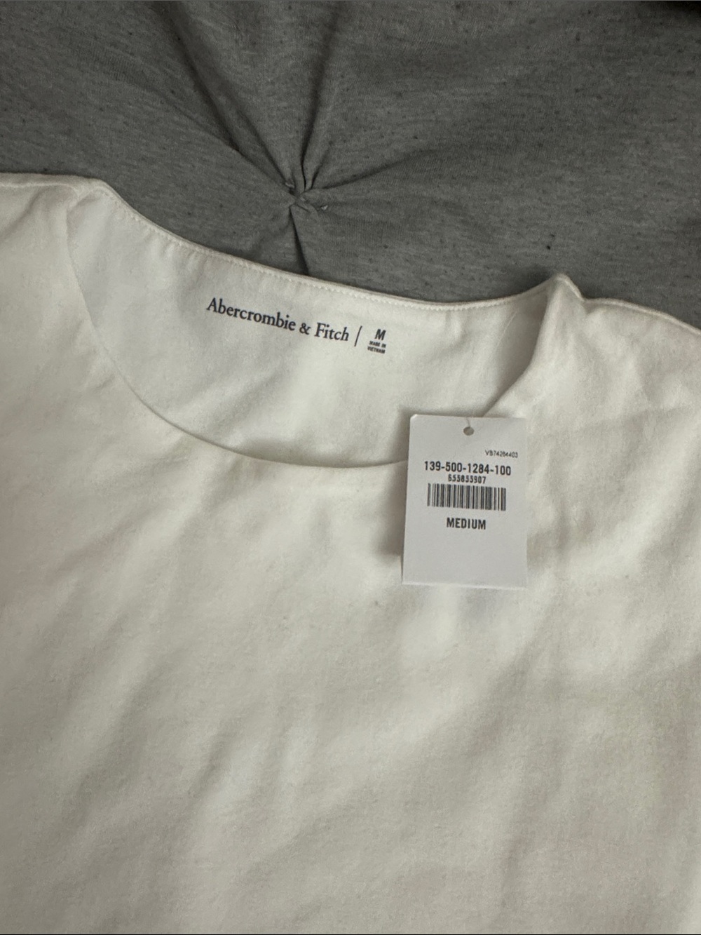 Abercrombie & Fitch White Cotton Blend Seamless Fabric Short Sleeve Bodysuit - Picture 5 of 6